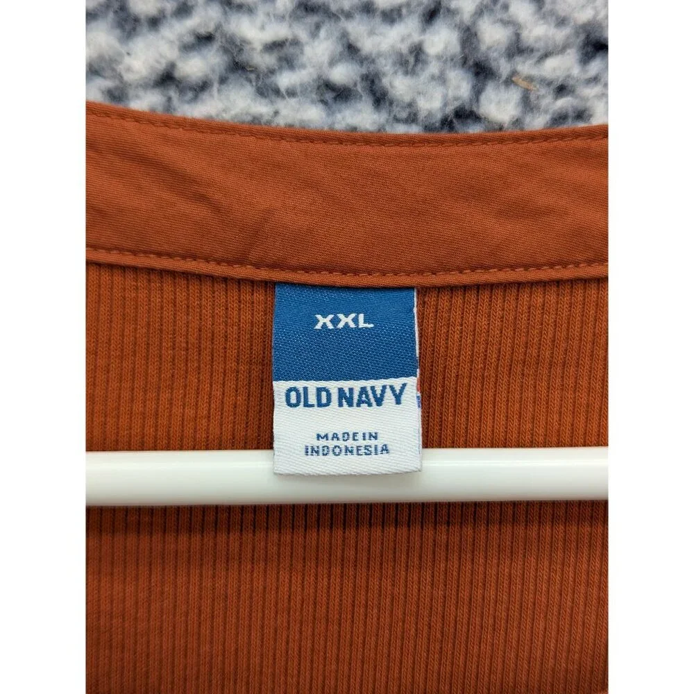 Old Navy Rust Orange Puff Sleeve Henley Top